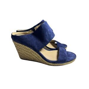 Via Spiga Something Blue Genuine Suede Rope Wedge Women Shoes Pumps Size 6